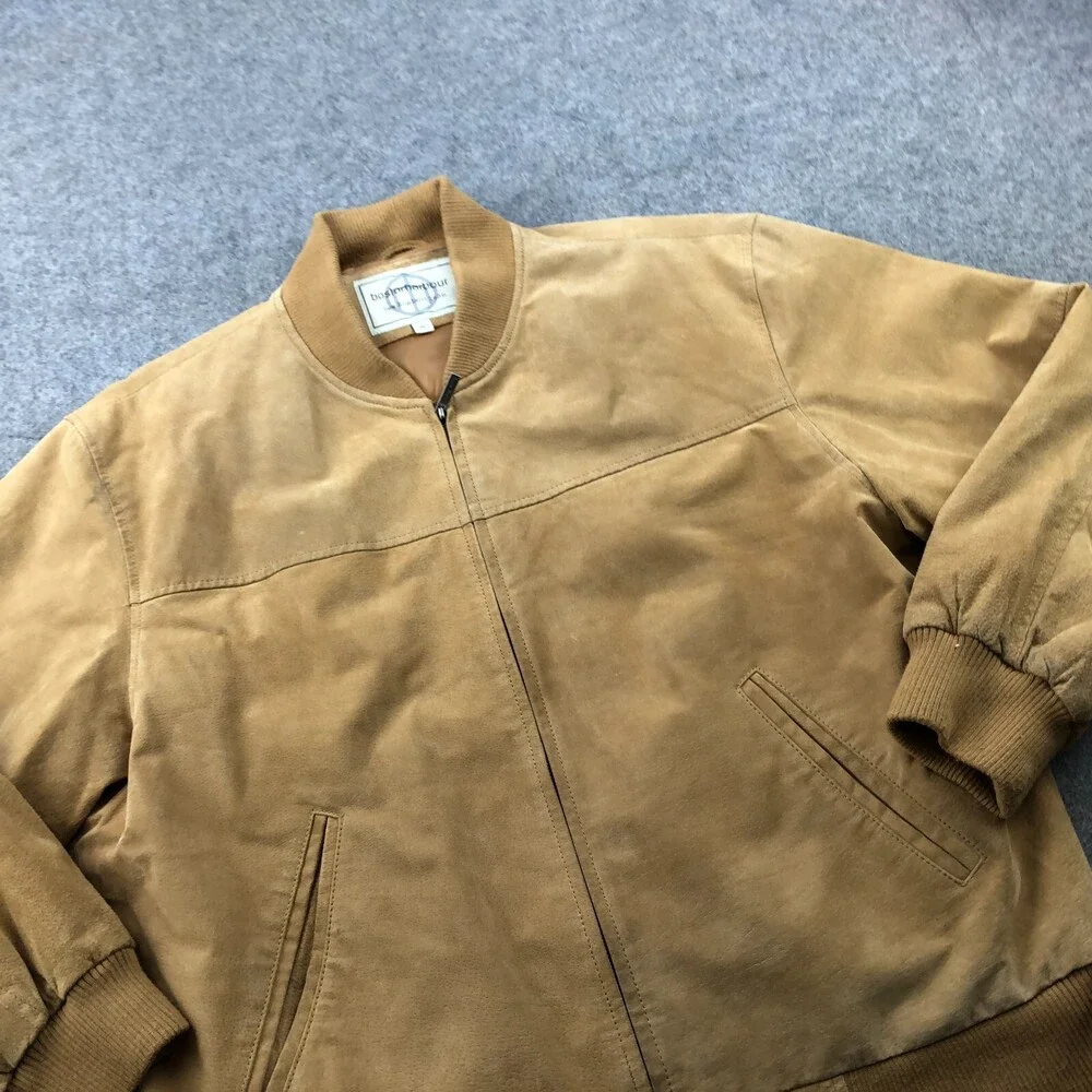 Boston Harbor Jacket Mens XL Beige Leather Bomber Zip Lined - Picture 3 of 15